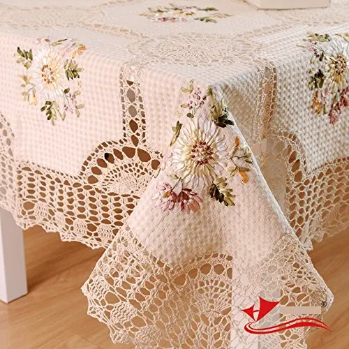 

Designer 100% Handmade Crocheted Tablecloths, Elegant European Antique Floral Tablecloths, Cotton and Linen Cutout Tablecloths