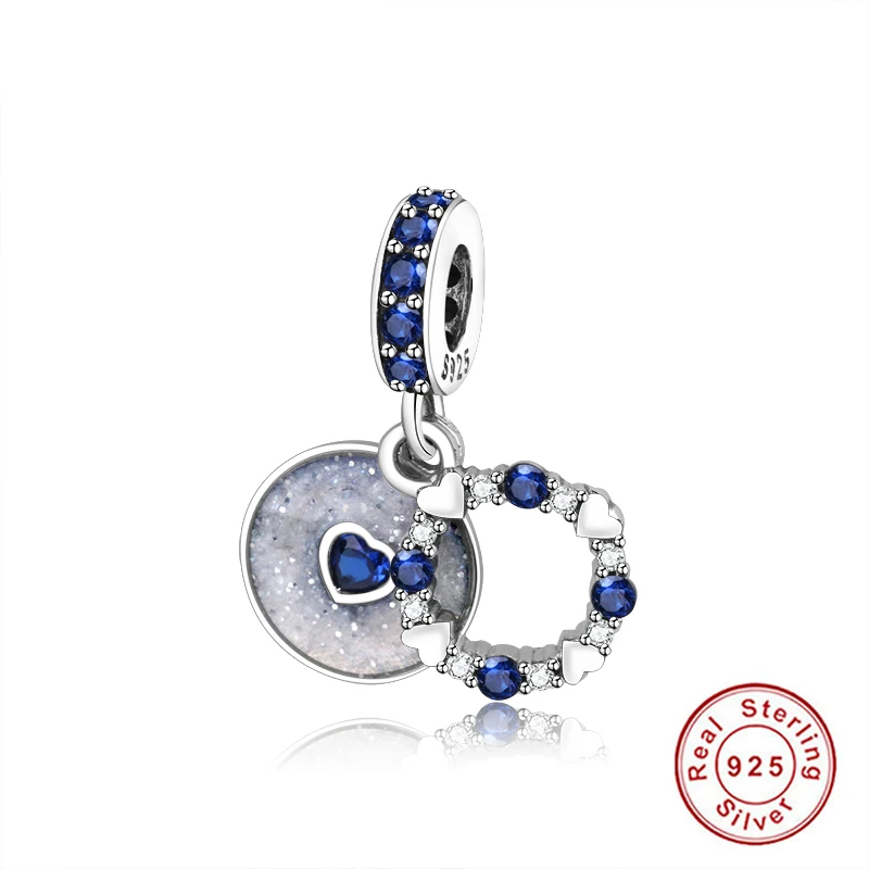 Женский браслет из серебра 100% пробы с Синим Прозрачным цирконием и белой