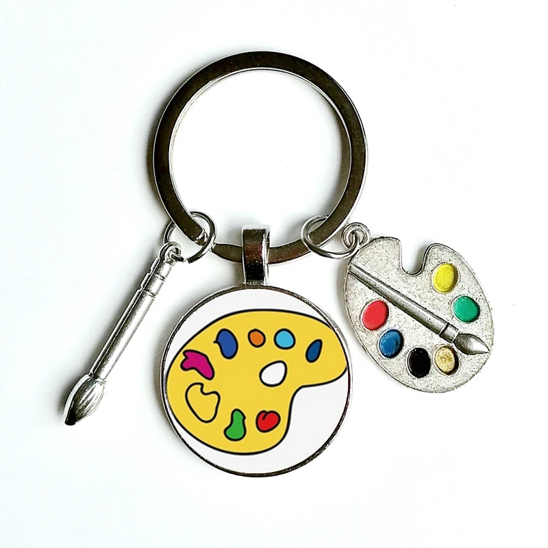 Цветная палитра кабошон с фото стеклянная подвеска брелок ручной работы кисть и