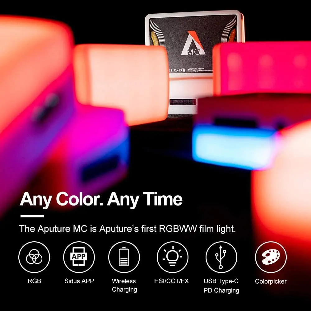 Aputure AL MC 4-Light Travel Kit Photography Studio Mini LED light RGBWW 3200K-6500K HSI Color Control with Charging Case | Электроника