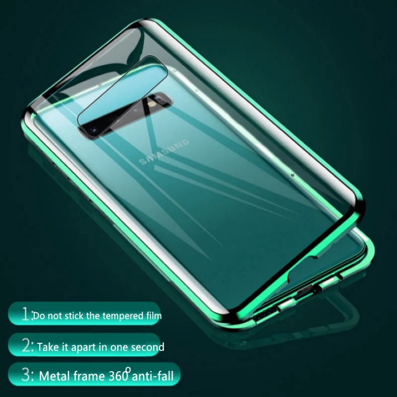 360 Передний+ задний двухсторонний 9Н чехол из закаленного стекла для samsung Galaxy ys10 S8 S10 Plus S9Plus S9 Note 9 8 чехол Магнитный
