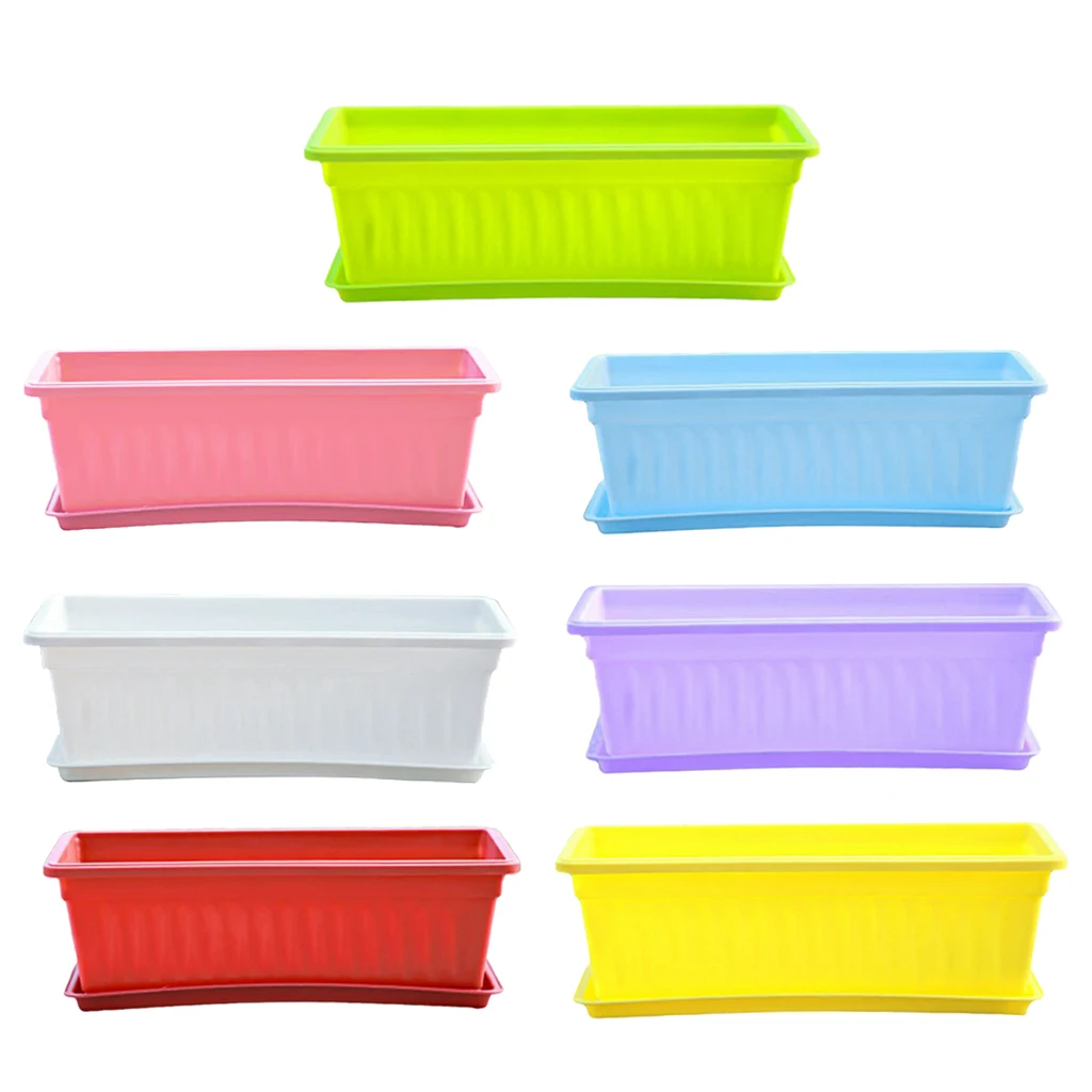 7 Types Resin Succulent Pot Planter with Tray Desk Decoration Rectangular Garden Herb Trough Box Office Home Decor | Дом и сад