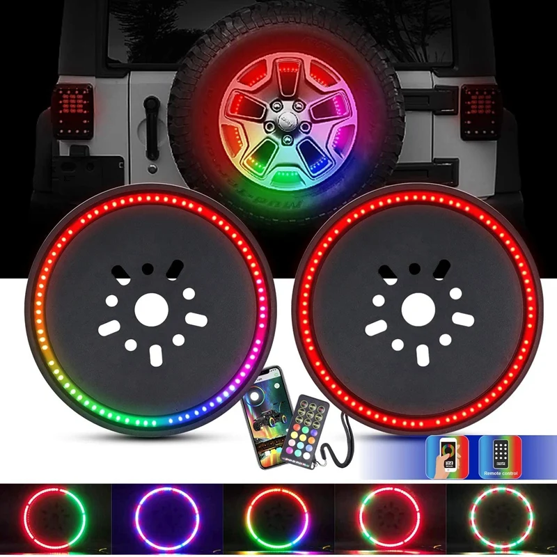Chasing Color Spare Tire Remote Sync Control Third Brake Light Rear Wheel Lights for Jeep Wrangler JK JKU JL 2018-2020 |