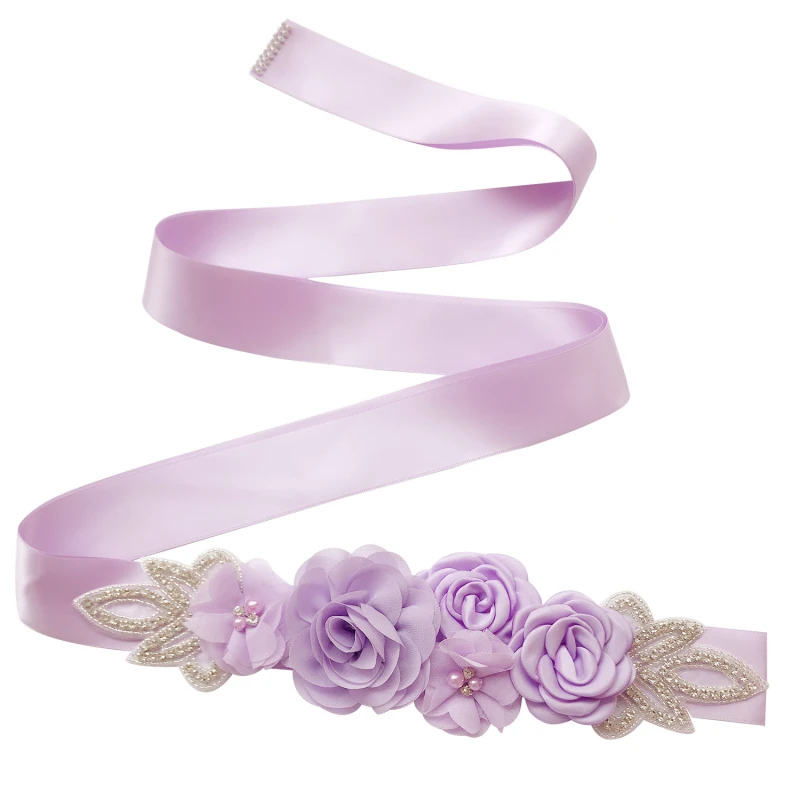 

Women Rose Pearl Belt Elegant Ornaments Waistband Accessories Blossom Bridal Dress Beaded Female Sashes Wedding Simulated