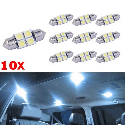 

10PCS/1Set 5050 31mm 4SMD Car Interior Dome Festoon LED Light Bulbs Lamp Hot Sale White Car Interior Lights