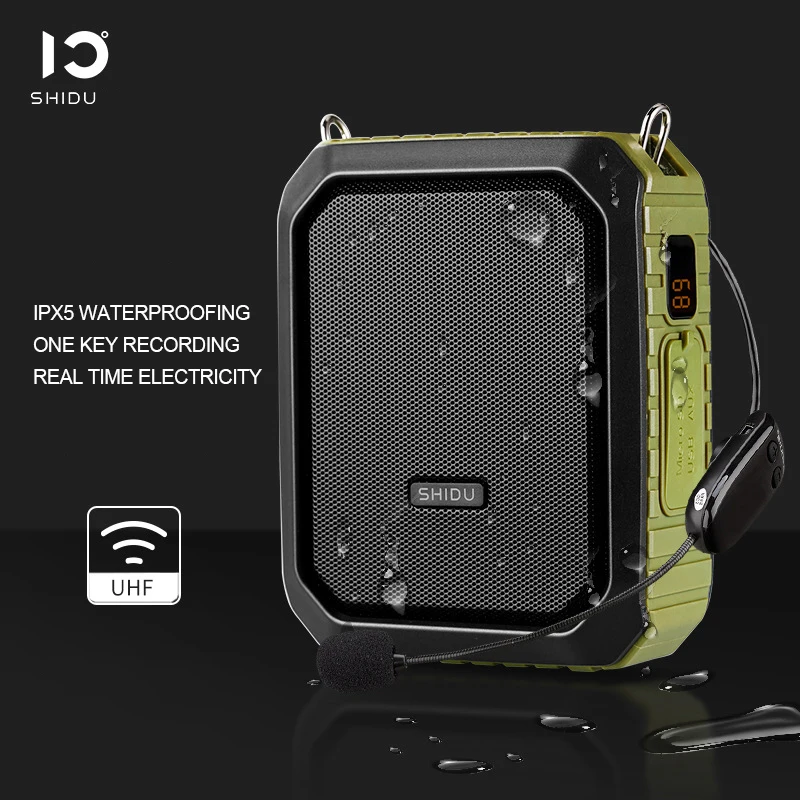 18W Portable Bluetooth Voice Amplifier Wired/UHF Wireless Microphone IPX5 Waterproof Big Power Music USB Teachers Tour Speaker |