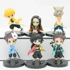 6 шт. версии аниме демон убийца сидя Призрак Кукла Tanjiro Nidouzi Inosuke Zenizu Рисунок Фигурка героя фильма модель игрушки куклы