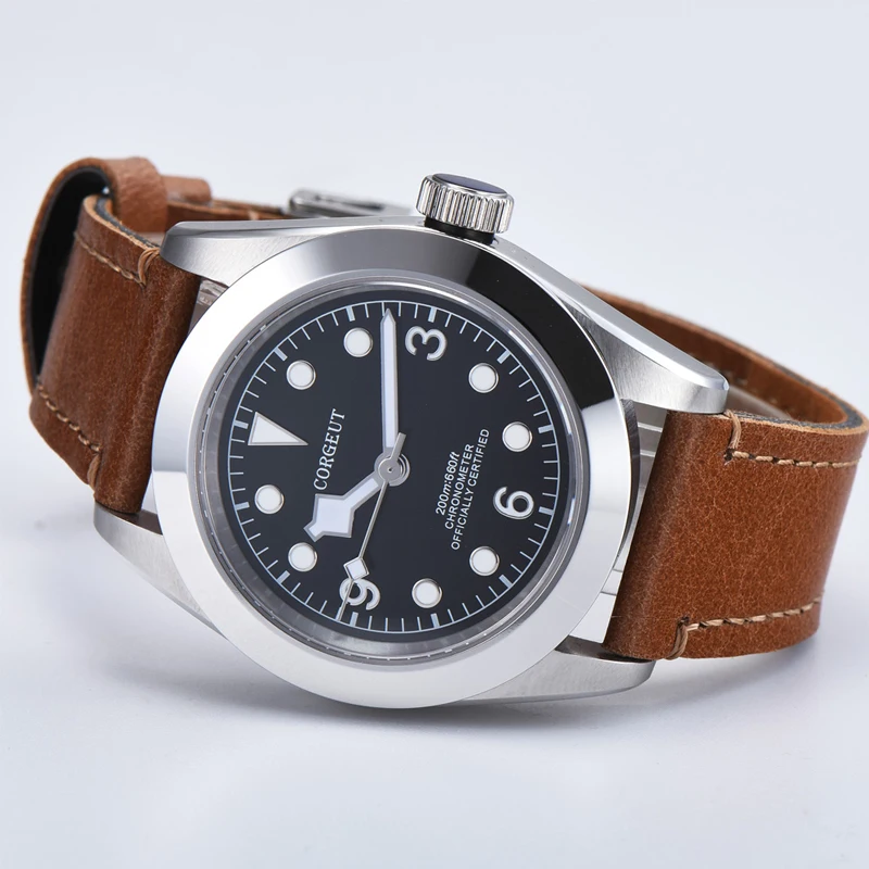 Часы мужские механические с кожаным ремешком 41 мм|Мужские часы| |