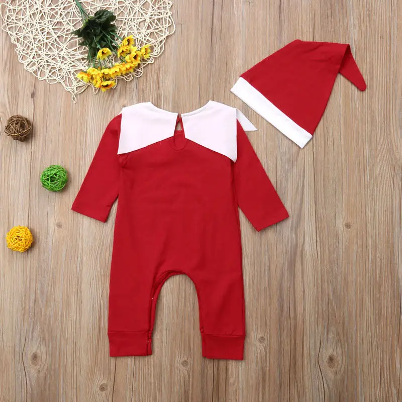 Новый рождественский комбинезон для младенцев мальчиков девочек красный