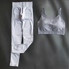 Женский бесшовный комплект для йоги CHRLEISURE, Быстросохнущий Спортивный костюм для бега, фитнеса, тренажерного зала, леггинсы с высокой талией и пуш-ап бюстгальтером