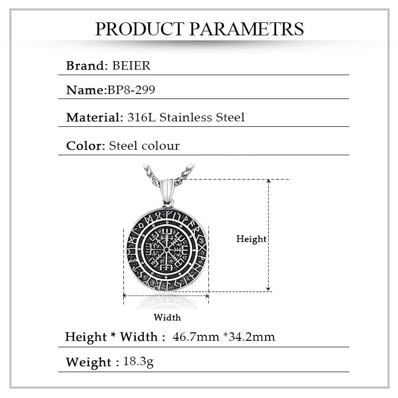 Кулон Vegvisir от Beier кулон из нержавеющей стали 316L амулет ожерелье Valknut Odin в