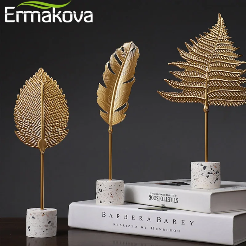 

ERMAKOVA Golden Monstera Metal Leaf Sculpture Decoration Handcrafted Art Sculpture for Living Room Hallway Guest Room Home Decor