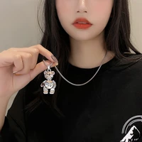 day han xiao zhong design feel metal poodle bear sweater necklace trend joker lovely sweater accessories necklace