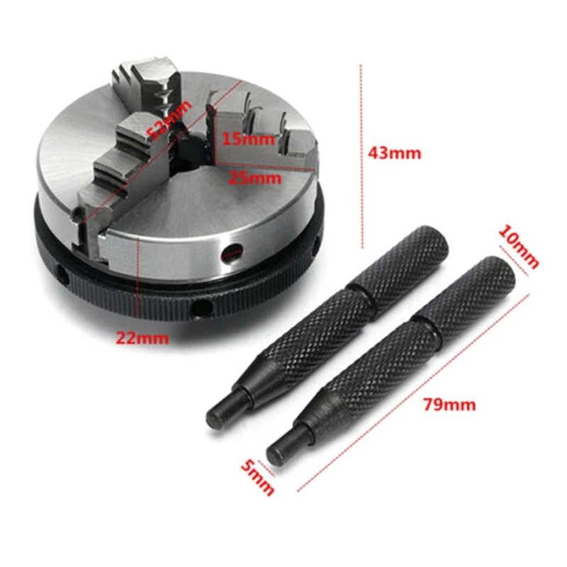 

B2RA Mini 3 Jaw Lathe Chuck, K01-50 3 Jaw Woodworking Hand Chuck Hand ChuckScrew Rod Self Centering Chuck Tool