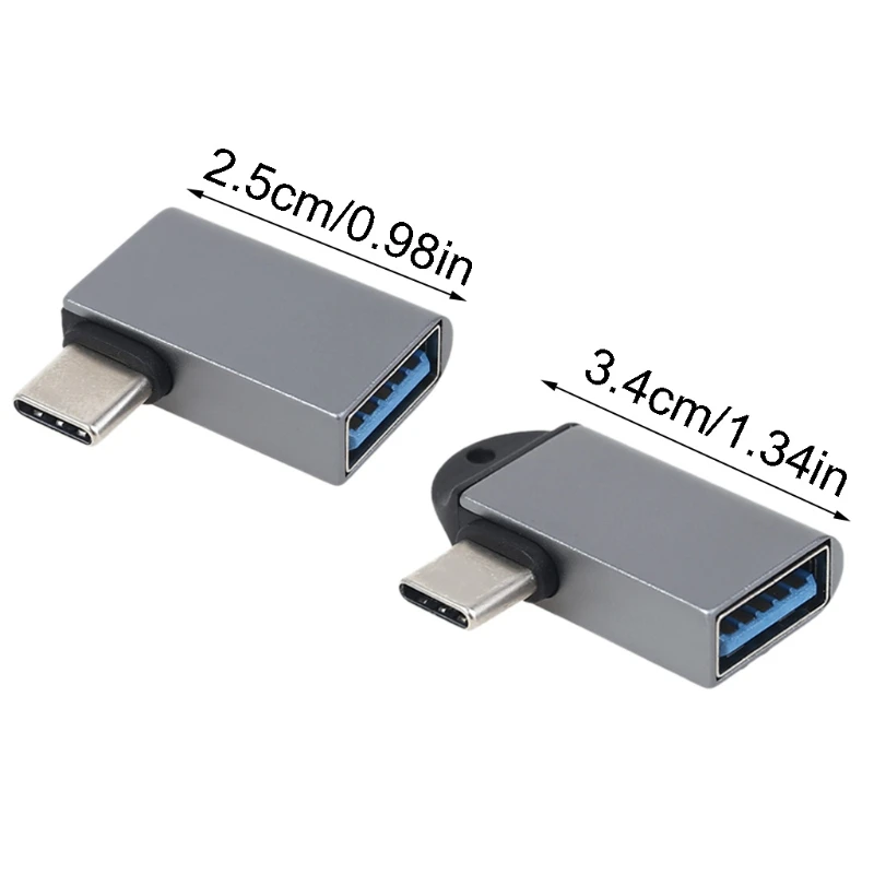 Переходник OTG с USB C на 3 0 алюминиевый переходник A внутренней резьбой 90 градусов