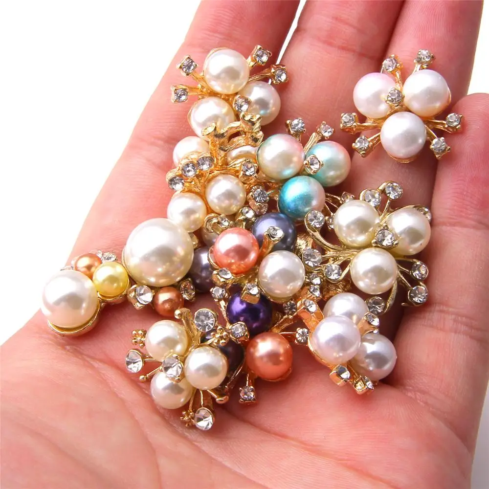 10 шт. жемчужные подвески золотистые из сплава стразы Обжимные бусины соединители