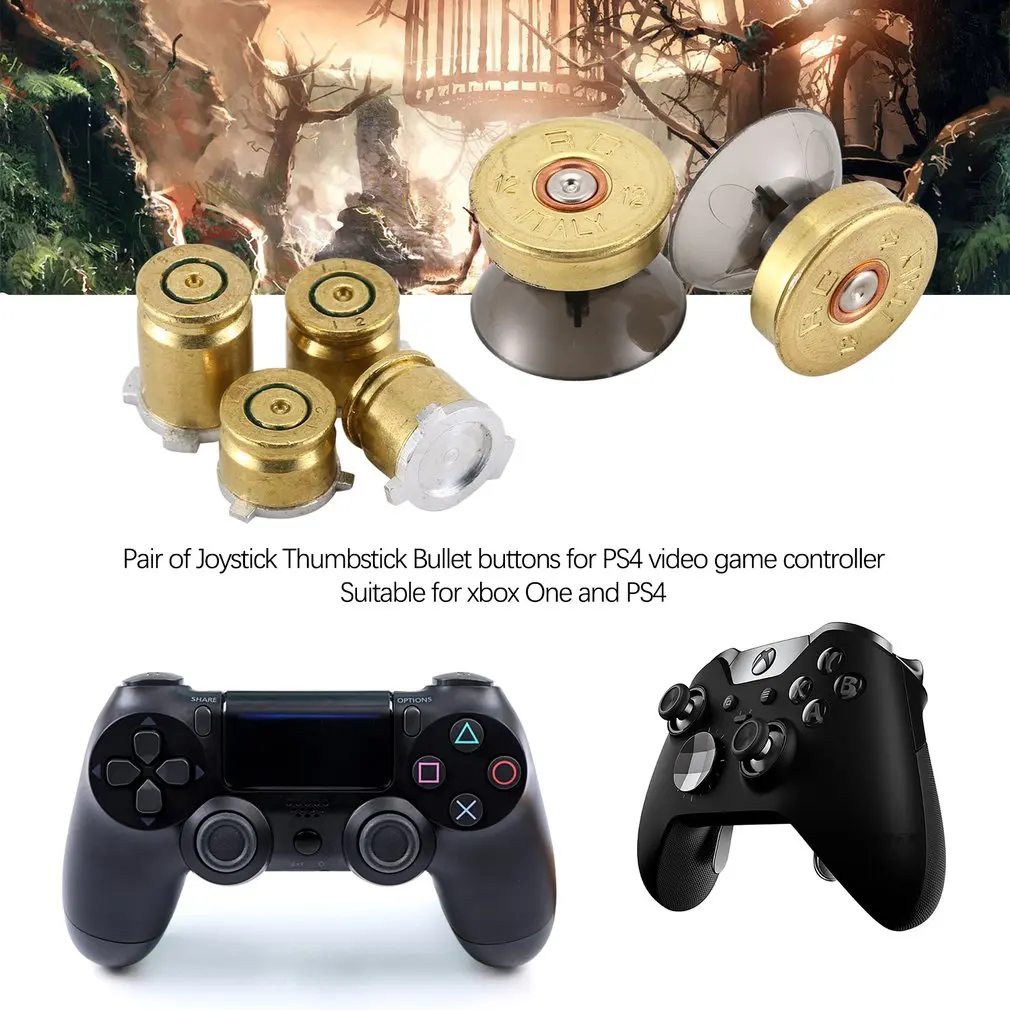 

4x Brass Bullet Buttons ABXY Mod Kit + 2 Thumbsticks for XBOX One Controller