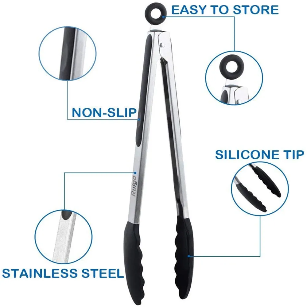 1pcs Silicone Heat-Resistant Food Tong Non-Slip Nylon Bread Serving Grill Kitchen Buffet Tongs Accessories Steel Tools | Дом и сад