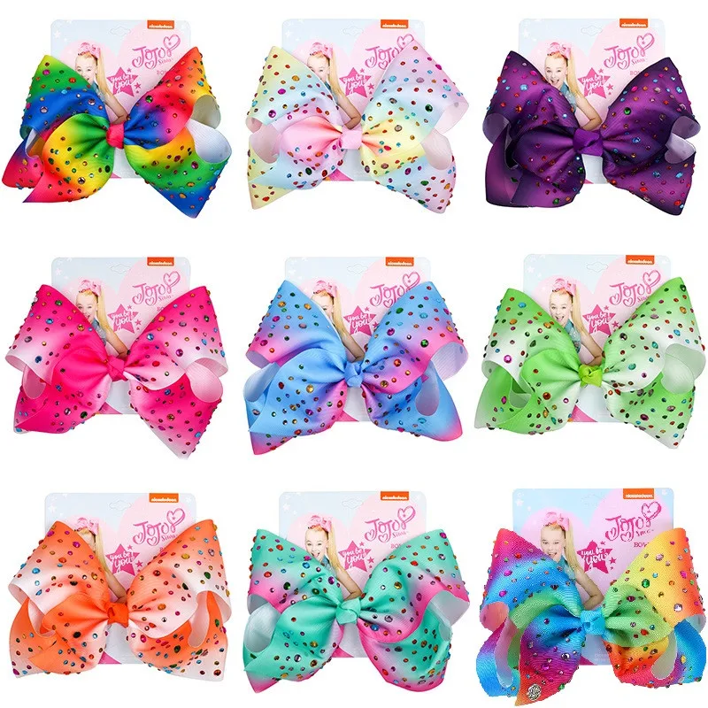 Большой бант Jojo 8 дюймов для девочек зажим волос ручной работы металлический