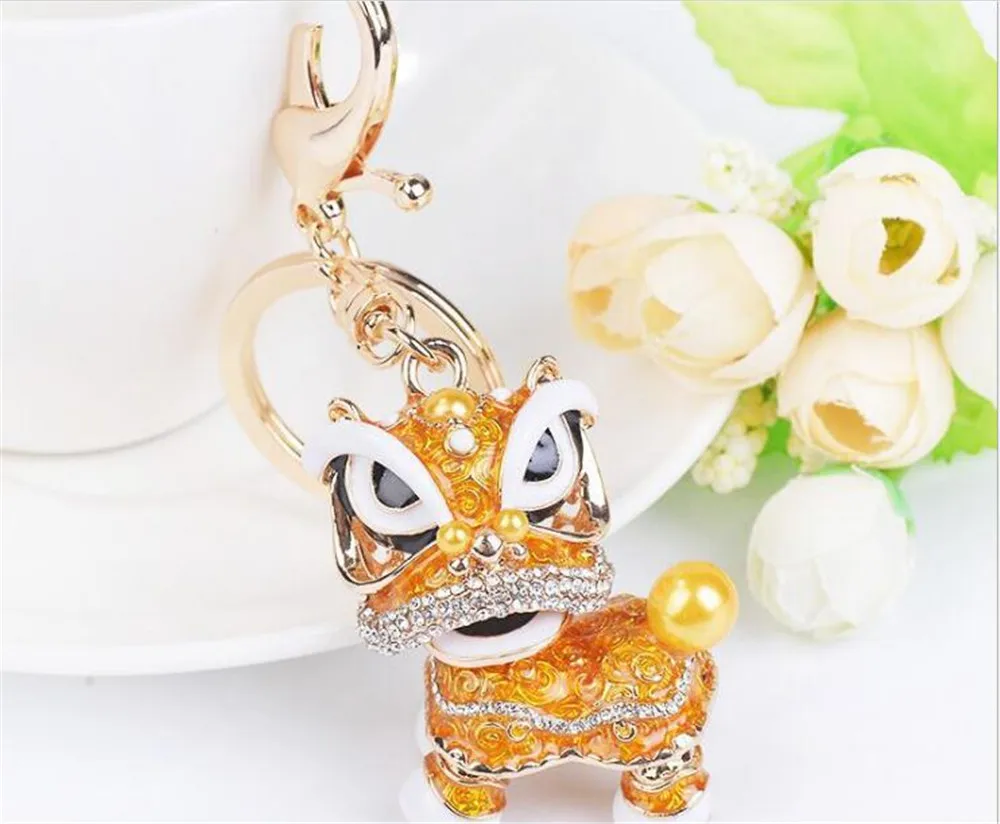 Chinese Traditional Colorful Fancy Lion Dance Keychain China Town Happy New Year Promotional Gift Purse Bag Charm Key Chain B868 | Украшения