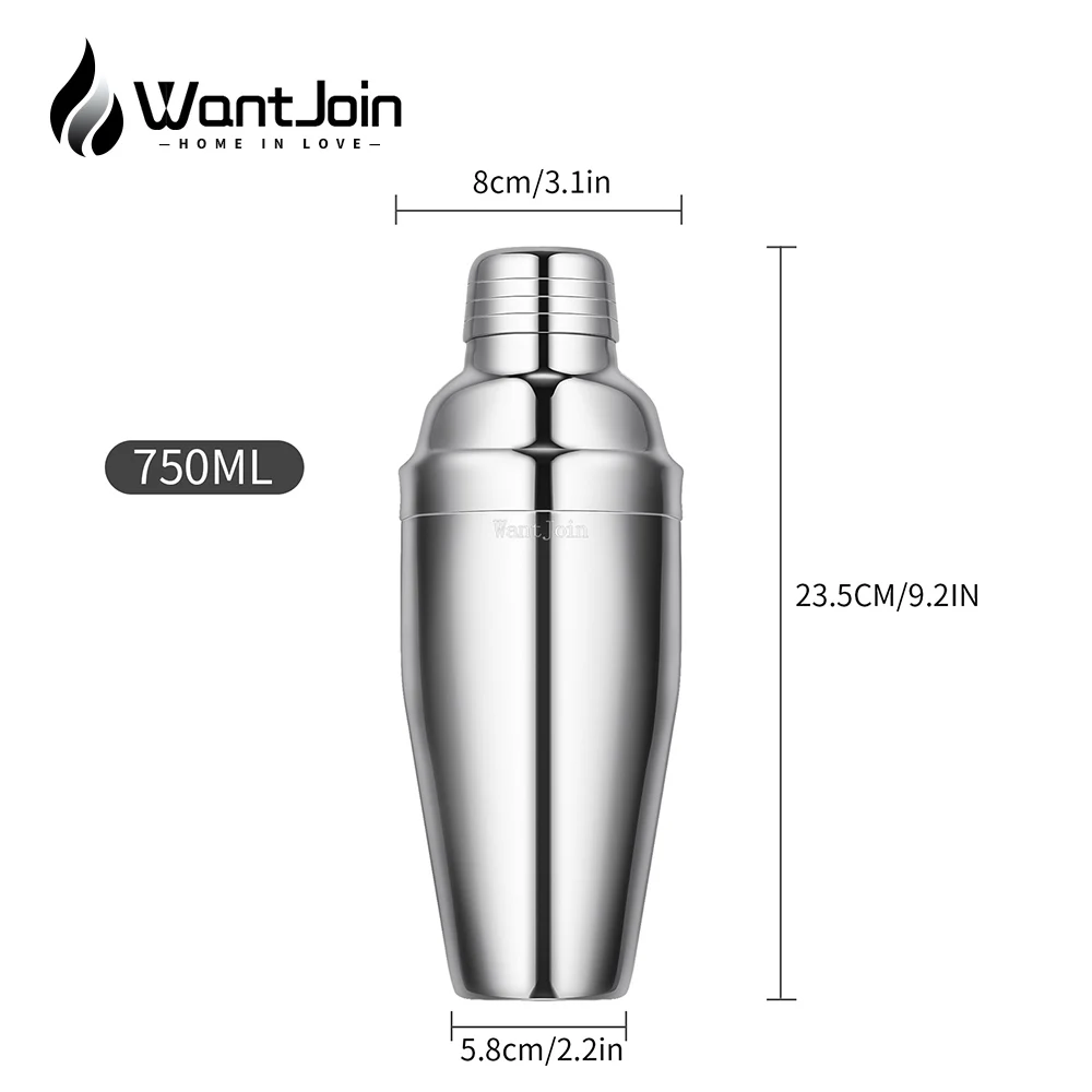 Коктейльный шейкер из нержавеющей стали WantJoin 750 мл миксер для мартини Бостонский