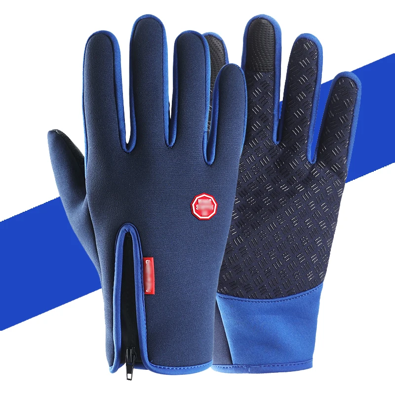 Sapphire gloves Зимние лыжные перчатки для мужчин и женщин, ветрозащитные, теплые, с сенсорным экраном, дизайн для спорта на открытом воздухе, для катания на лыжах, сноубординга, снежные перчатки - Цвет: Sapphire gloves