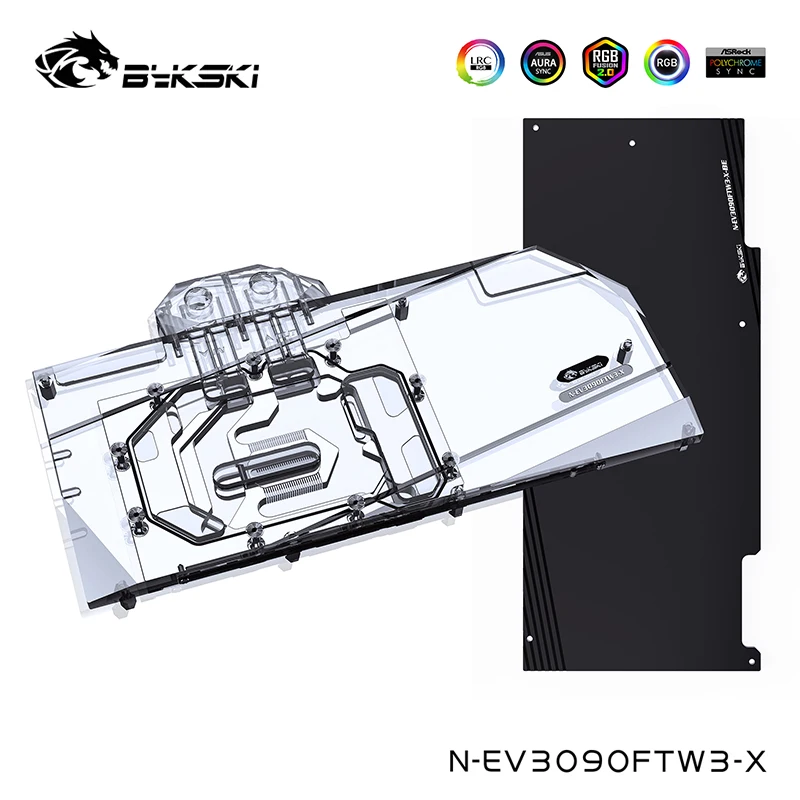 

Водяной блок Bykski GPU для EVGA RTX 3090/3080/3080Ti FTW3 ULTRA GAMING, с задней пластиной Watercooler ,N-EV3090FTW3-X
