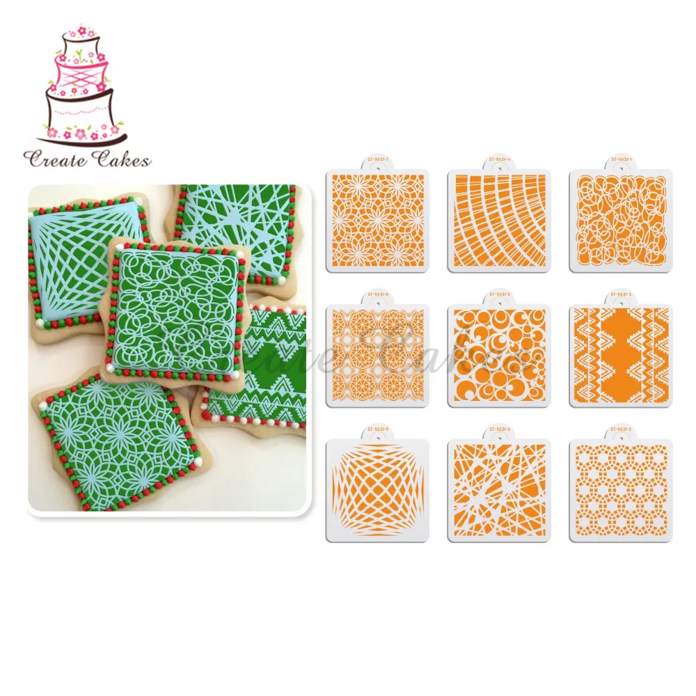

9pcs/set 13*13cm Square Stencil For Walls Painting Scrapbooking Stamp Album Decorative Embossing DIY Craft Paper Card