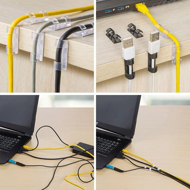 

16/20PCS Cable Clips Finisher Wire Clamp Desktop Organizer Self-Adhesive Cord Management Wire Holder Line Winder Sleeve Dropship