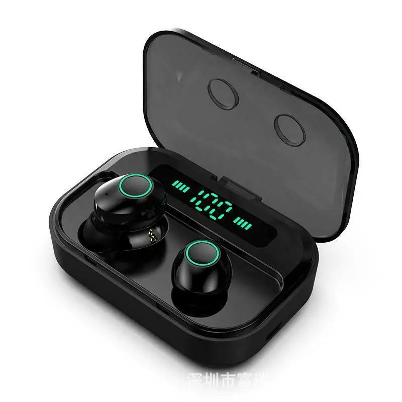 M7 TWS Bluetooth 5,0 наушники беспроводные наушники дисплей питания спортивные стерео беспроводные наушники гарнитура с зарядным устройством - Цвет: Черный