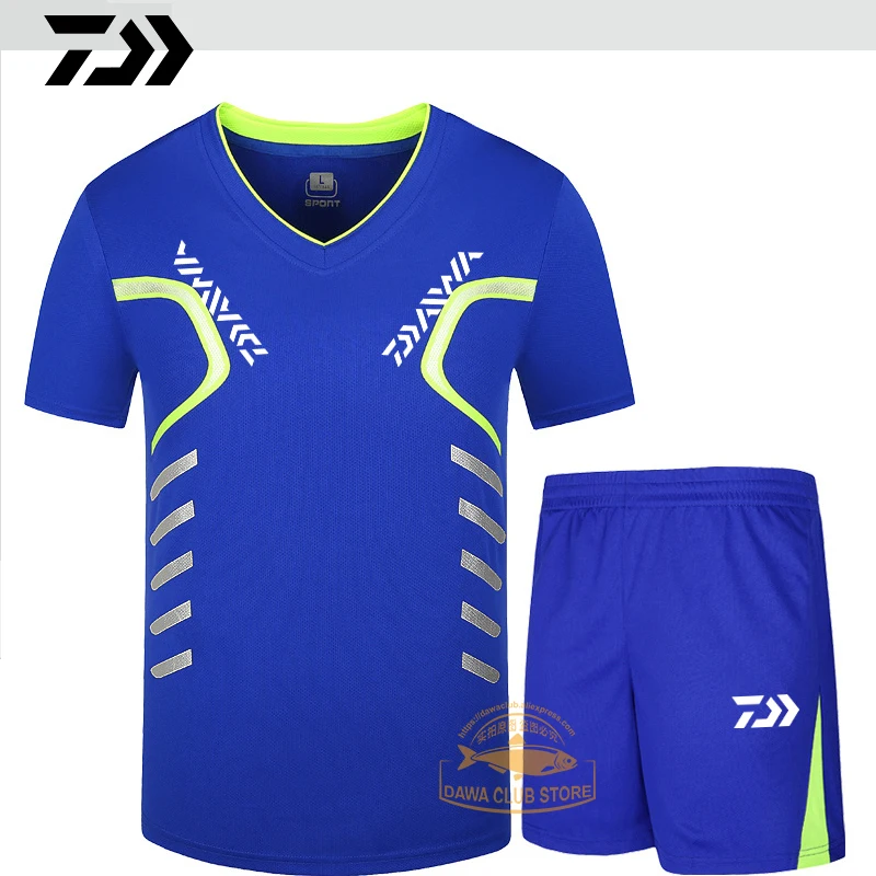 

2020 DAIWA Men's New Fishing T-shirt Suit Summer Breathable Short Sleeve Shorts 2-piece Set Outdoor Sports Quick-drying Clothes