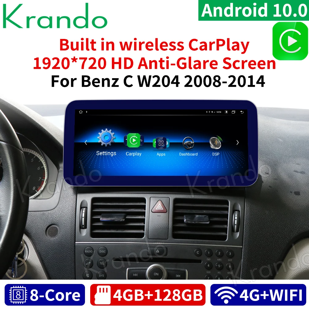 Krando Android 10 0 25 ''IPS стандарт Blu Ray 4 + 128 автомобиля Радио Dvd навигации для Mercedes Benz C