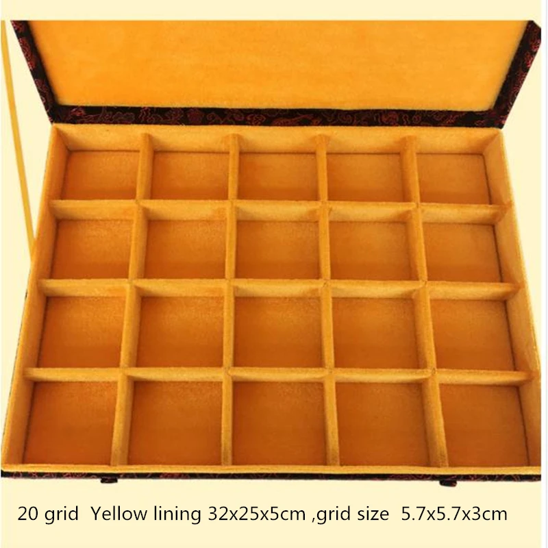 12 15 20 30 Grid Slot Wooden Jewelry Box Storage Organizer Case High End Chinese Silk Brocade Box Collection Packaging Gift