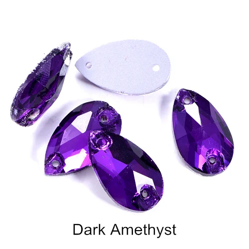 Dark Amethyst 6 размеров стеклянная Каплевидная форма пришить на Стразы Красочные пришивные камни с плоским основанием одежда для одежды Ювелирные изделия для одежды B1286 - Цвет: Dark Amethyst