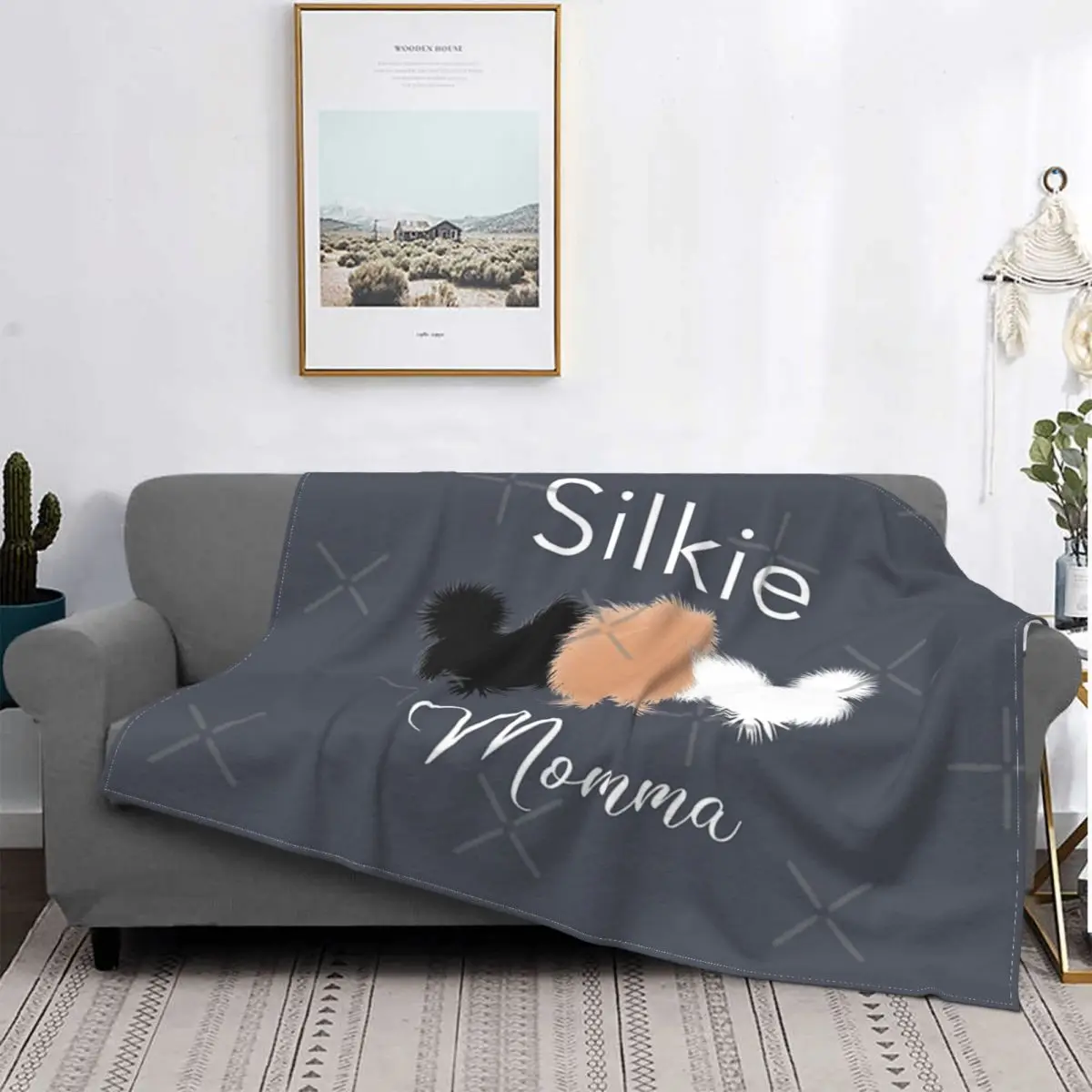 

Silkie Momma-Manta con capucha para niños, a cuadros colcha para cama, sofá y cama, color blanco y negro