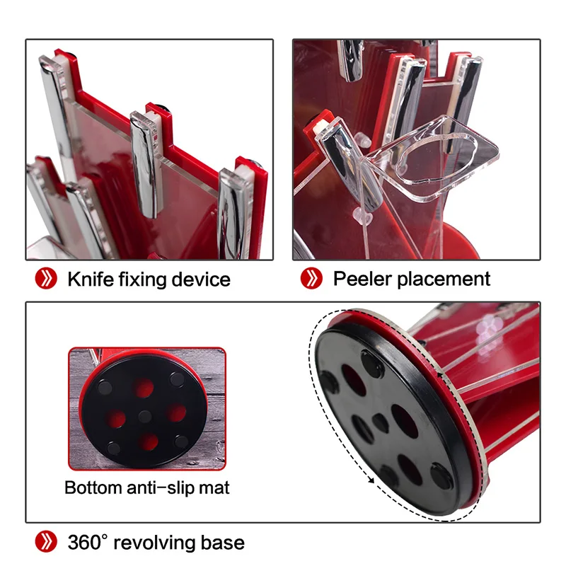 Высококачественные акриловые держатели для ножей 360 градусов кухонный блок
