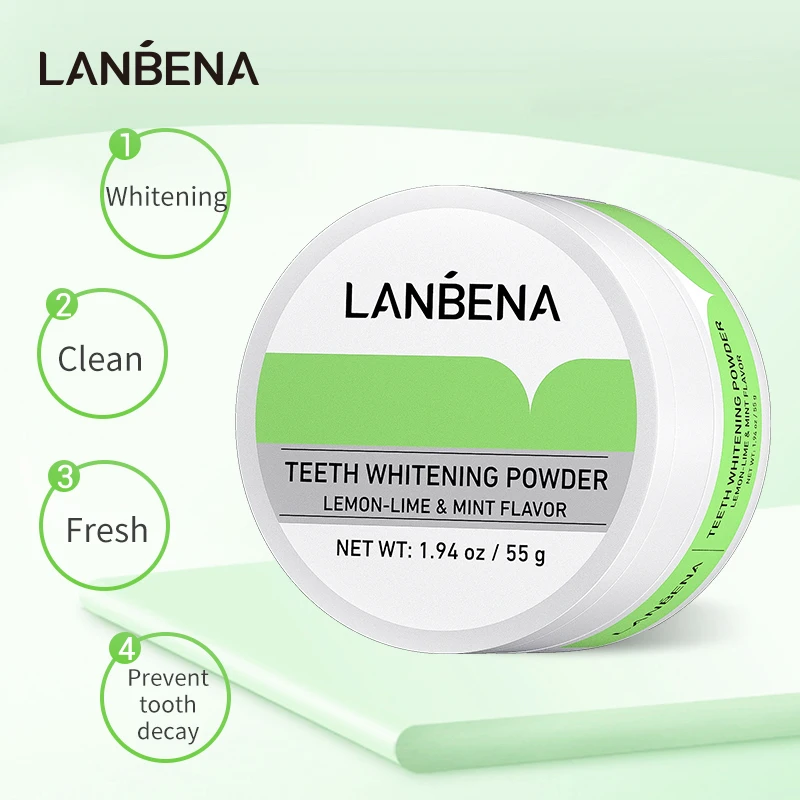 

LANBENA Teeth Whitening Powder Tangy Lemon Lime Hygiene Dental Tooth Cleaning Safe Protect Bright Teeth Oral Care Remove Tartar