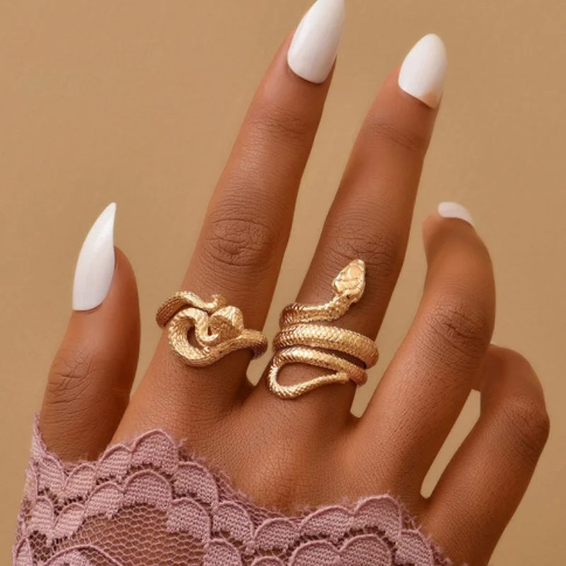 

New Women 2 Pcs/set Snake Shape Joint Rings Set Fashion Jewelry