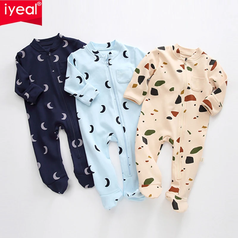 

IYEAL Spring Unisex Newborn Baby Clothes Print Baby Rompers Cotton Long Sleeve New Born Baby Romper Infant Clothing 0-18 Months