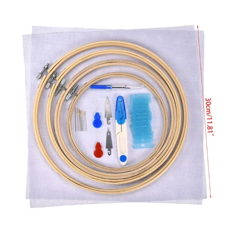 

100 Colors Magic Embroidery Pen Needle Hoop Set Kit Thread Punch Stitching Knitting Women DIY Sewing Accessories Tweezer Tools