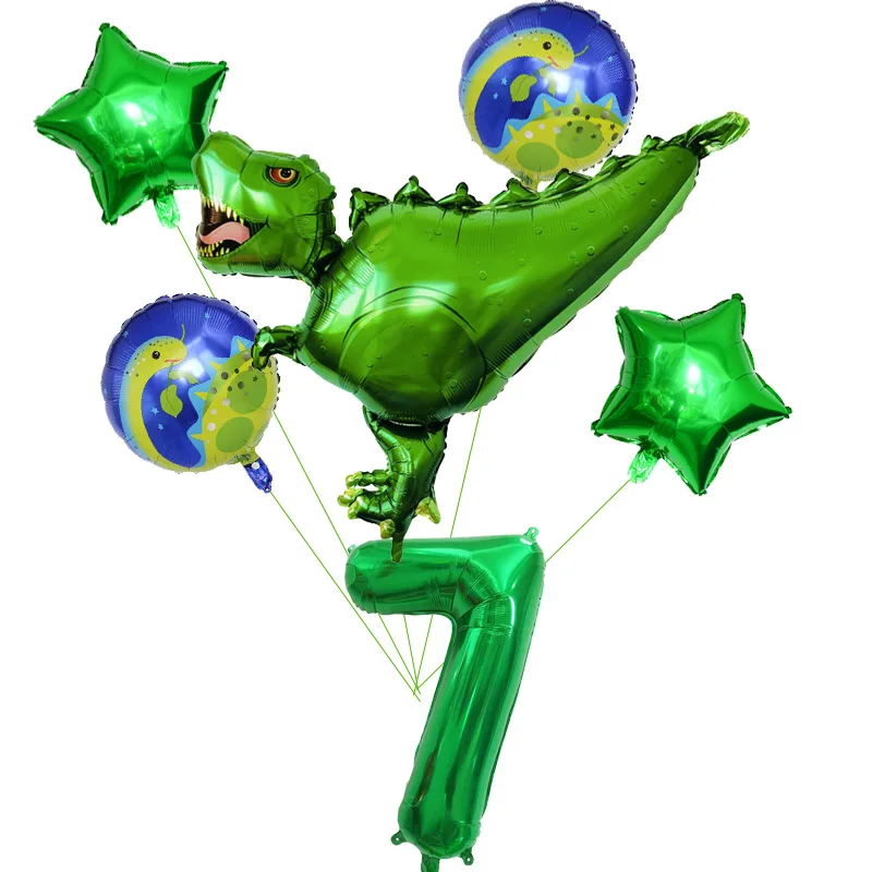 6pcs Green 7 years Фольга динозавр шары динозавров вечерние Happy День рождения украшения для детей из фильма «Парк Юрского периода»; украшения в виде животных воздушные шарики, детские игрушки - Цвет: 6pcs Green 7 years