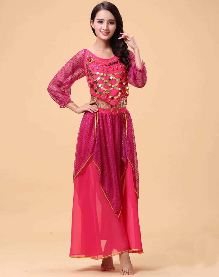 Женский костюм для танца живота комплект из двух предметов: футболка и юбка |