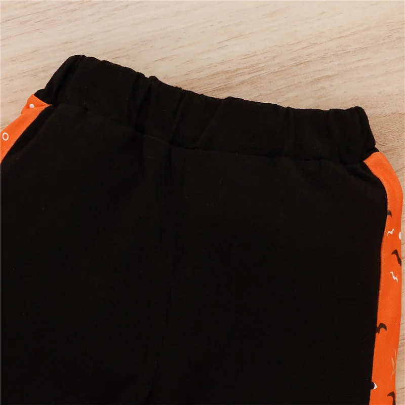 

1-3 Years Halloween Sets 2pcs Kids Halloween Tracksuit Letters Hooded Long Sleeve Sweatshirt + Splicing Pants for Boys Girls