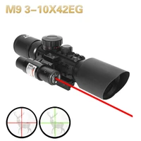 hunting m9 3 10x42eg tactical optics reflex sight night riflescope picatinny weaver mount red green dot laser sight red scope