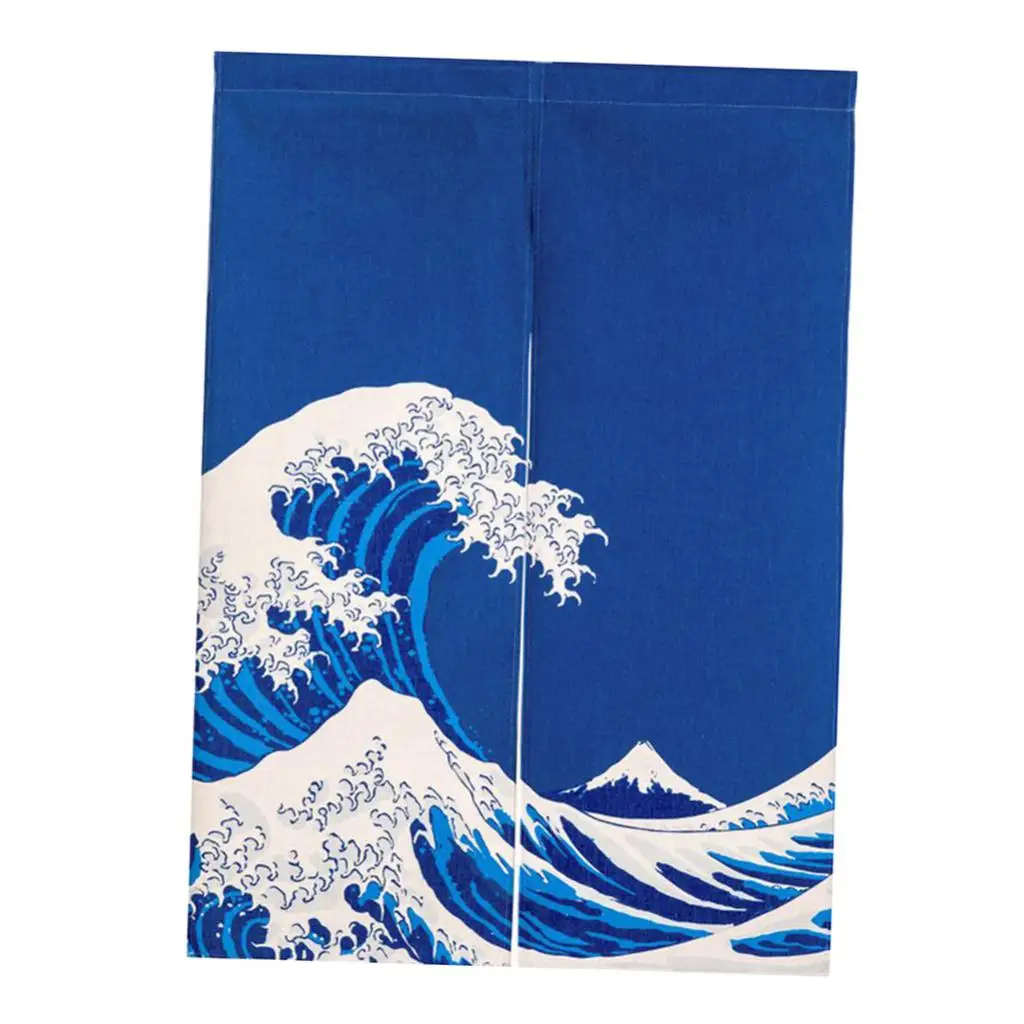 S Blue Wave Японская дверная занавеска длинная Норен половина кухонная занавеска настенный гобелен декор для кухонное украшение для дома кафе орнамент - Цвет: S Blue Wave