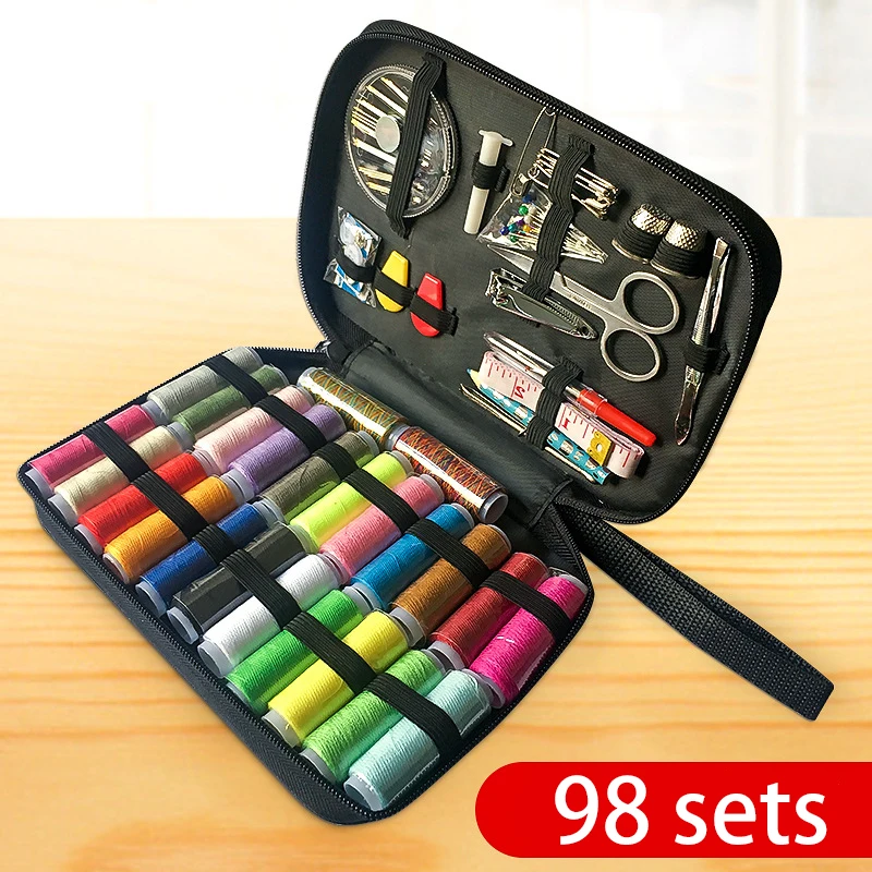 98 Pcs Sewing Kit Set Multi-function Stitch Tool Travel Accessory 24 Color Large Capacity | Дом и сад