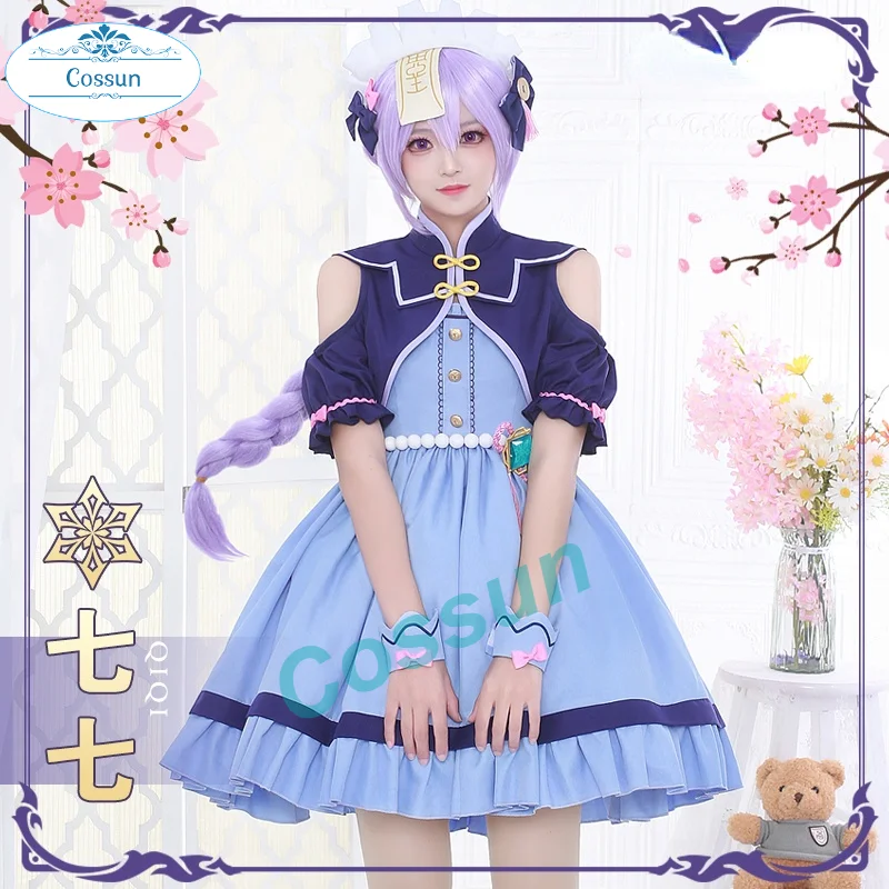 

Anime! Genshin Impact Qiqi Coffee House Maid Dress Lovely Uniform Cosplay Costume Halloween Party Role Play Outfit 2021 NEW