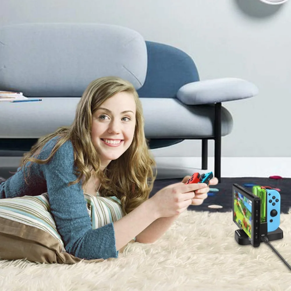 Зарядное устройство для контроллера Nintendo док станция переключателей Joy con и Pro с