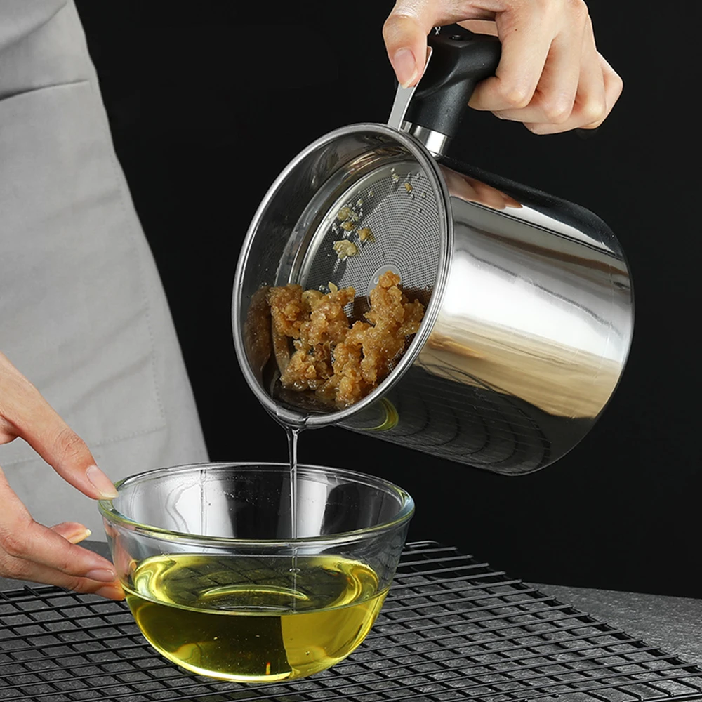 

Bacon Grease Container with Strainer 1.2L 304 Stainless Steel Oil Strainer Pot Cooking Oil Container Oil Storage Can Grease Keep