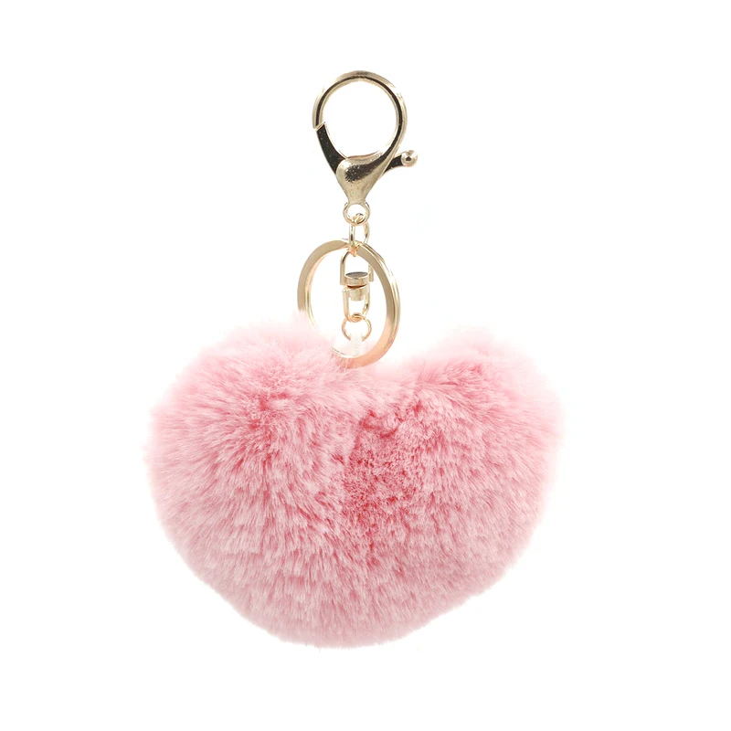 С пышным кроличьим мехом помпонами брелок для женщин милые девушки помпон сердце